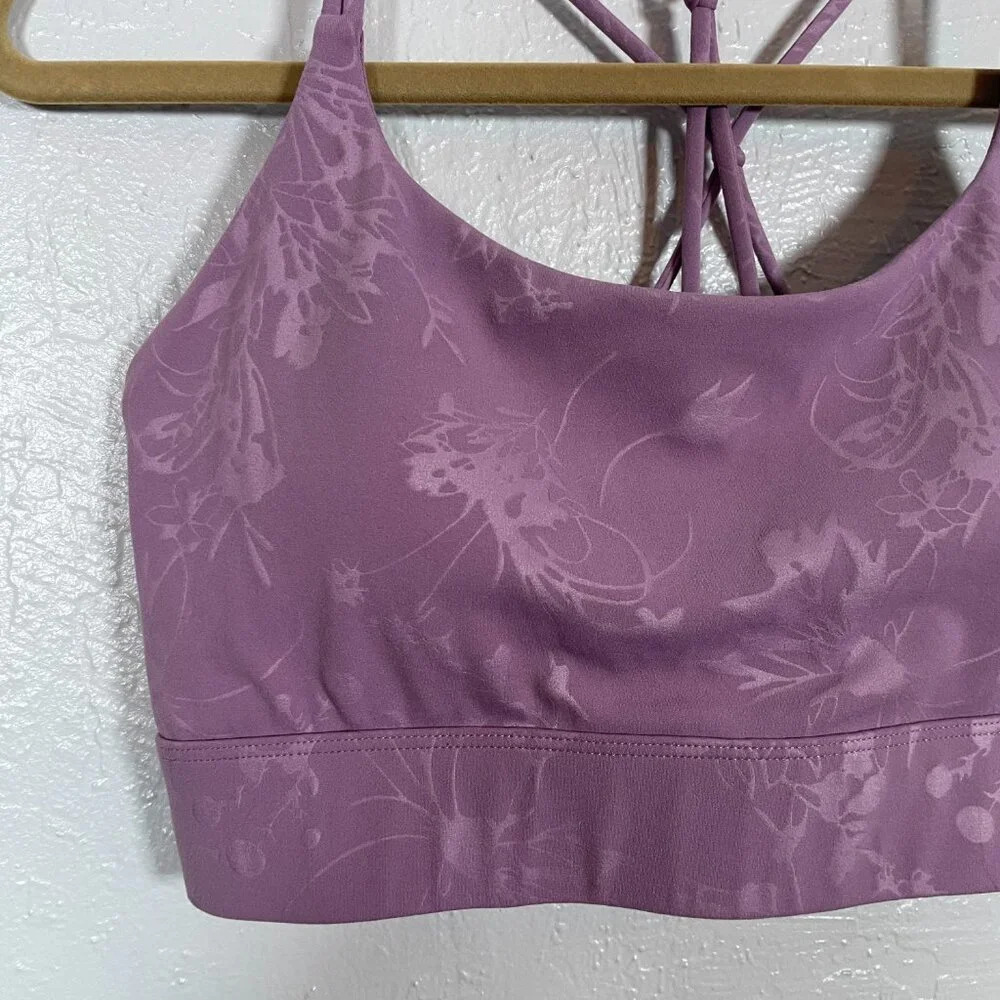 Zyia Active Women M Lilac Lavender Purple Floral Double Strap Sports Bra Padded